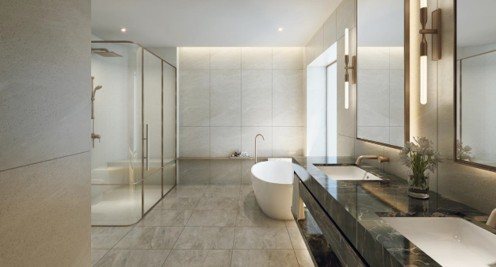 Villa — master bath with tub & walk-in shower