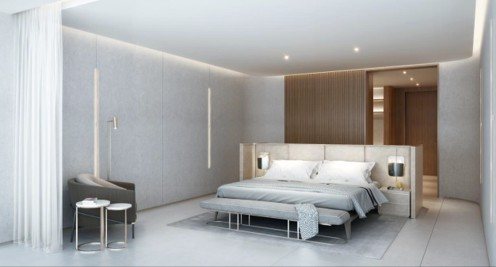 Villa — bedroom suite with timber detailing