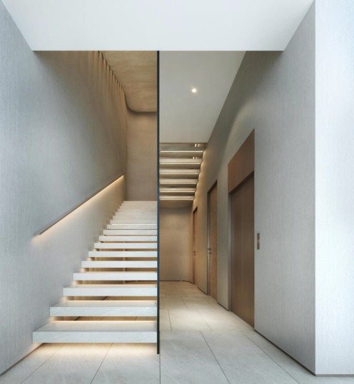 Villa — floating stair & private lift lobby