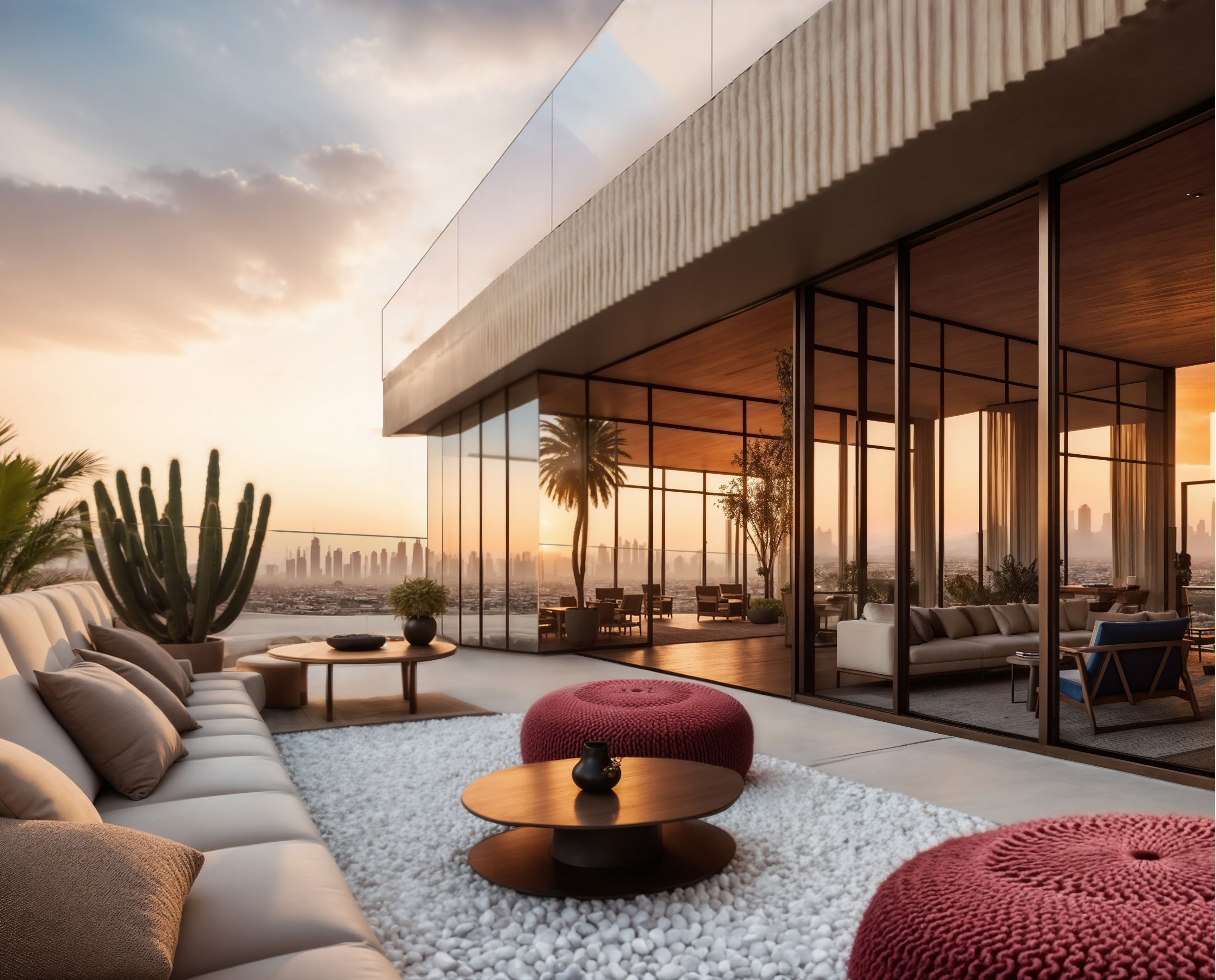 Rooftop terrace — panoramic lounge at sunset