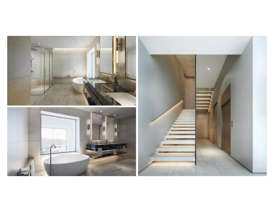 Master bathroom & signature stair