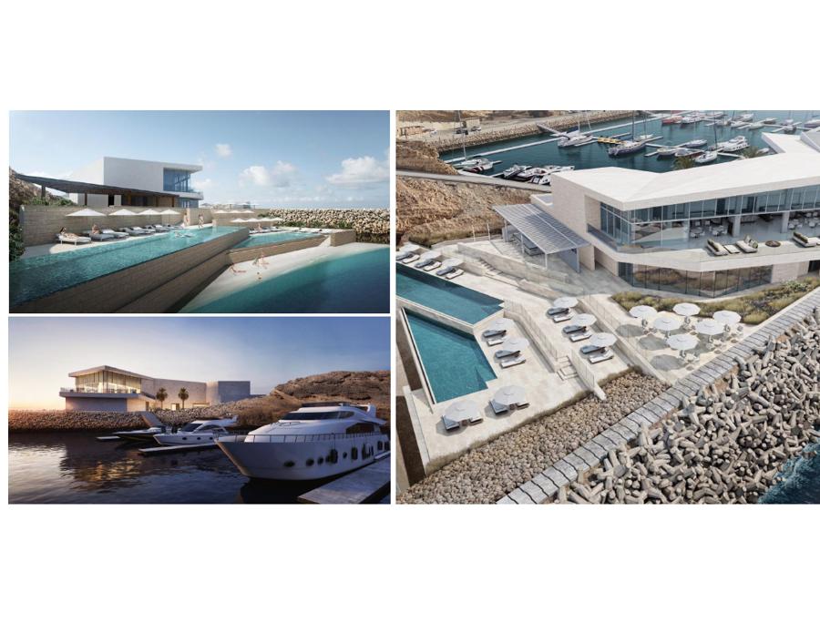 Club exterior — pool terrace & marina