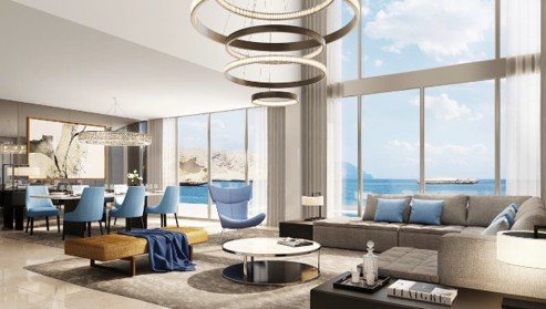 Double-height living & dining — sea-facing
