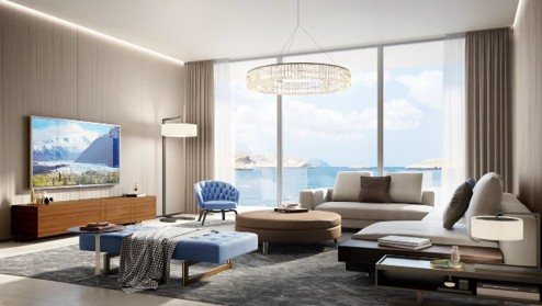 Lounge — crystal chandelier & panoramic glazing