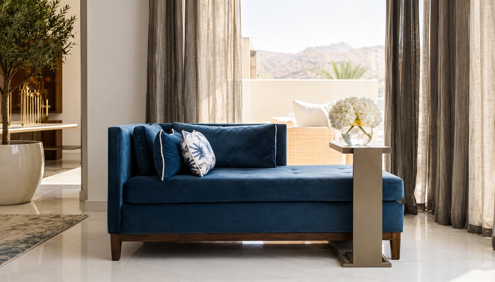 Lounge — sapphire chaise & terrace outlook