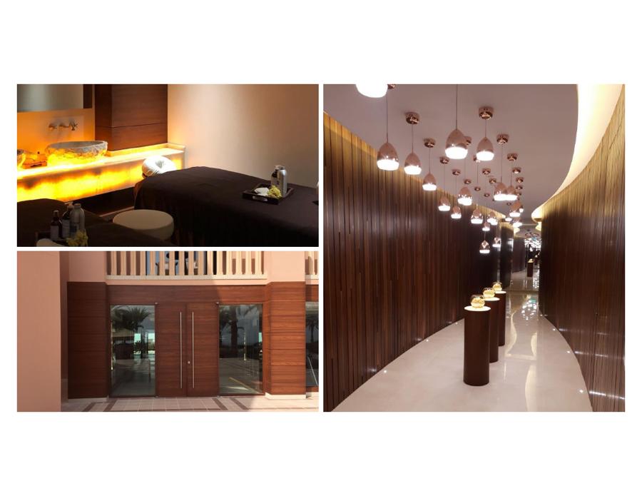 Spa corridor — curved timber wall