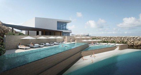 Infinity pool terrace over the marina