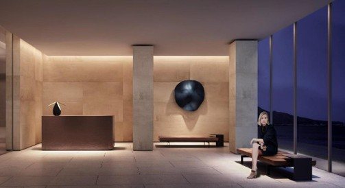 Reception lobby — stone, bronze & sculptural art